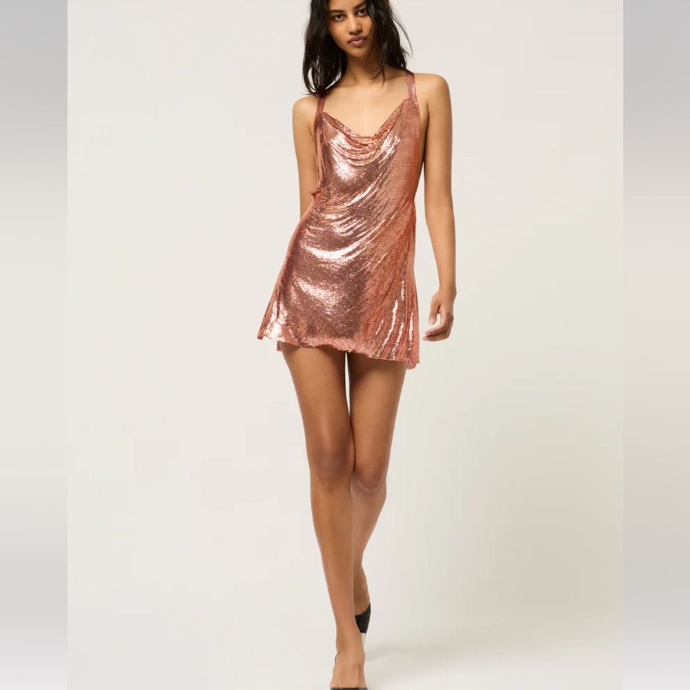 Michael Lo Sordo CROSS DRAPE CHAINMAIL MINI DRESS NWT Size AU10 US Medium - Picture 3 of 10